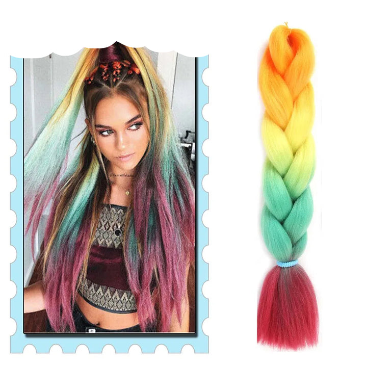 Braiding Hair Extensions for Women 4 Packs 24Inch High Temperature Ombre Jumbo Synthetic Braiding Hair for Twist Crochet Braids