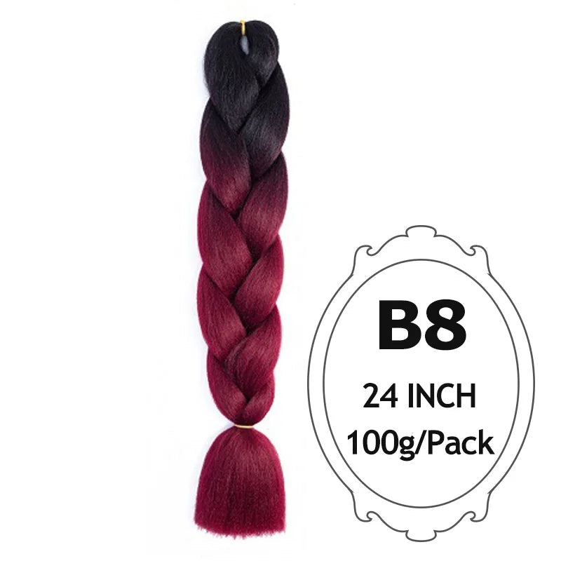 Synthetic Braiding Hair Extensions – Ombre Jumbo Braid Hair for Women, Wholesale DIY Hairstyle (Pink, Purple, Yellow)