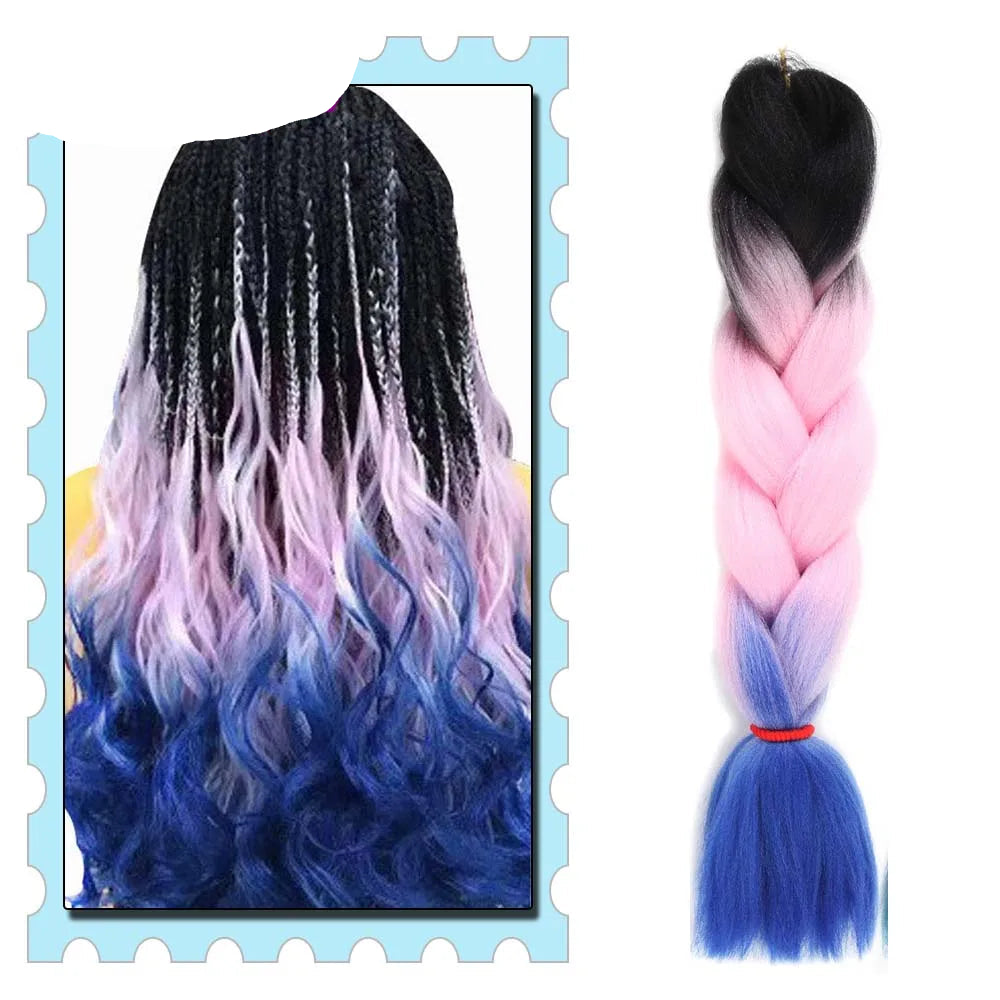 Synthetic Braiding Hair 24 Inch – Kanekalon Ombre Pre-Stretched Jumbo Braids