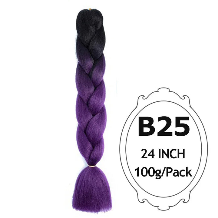 24 Inch Ombre Jumbo Braiding Hair – 5 Packs Yaki Texture Synthetic Extensions for Box Braids