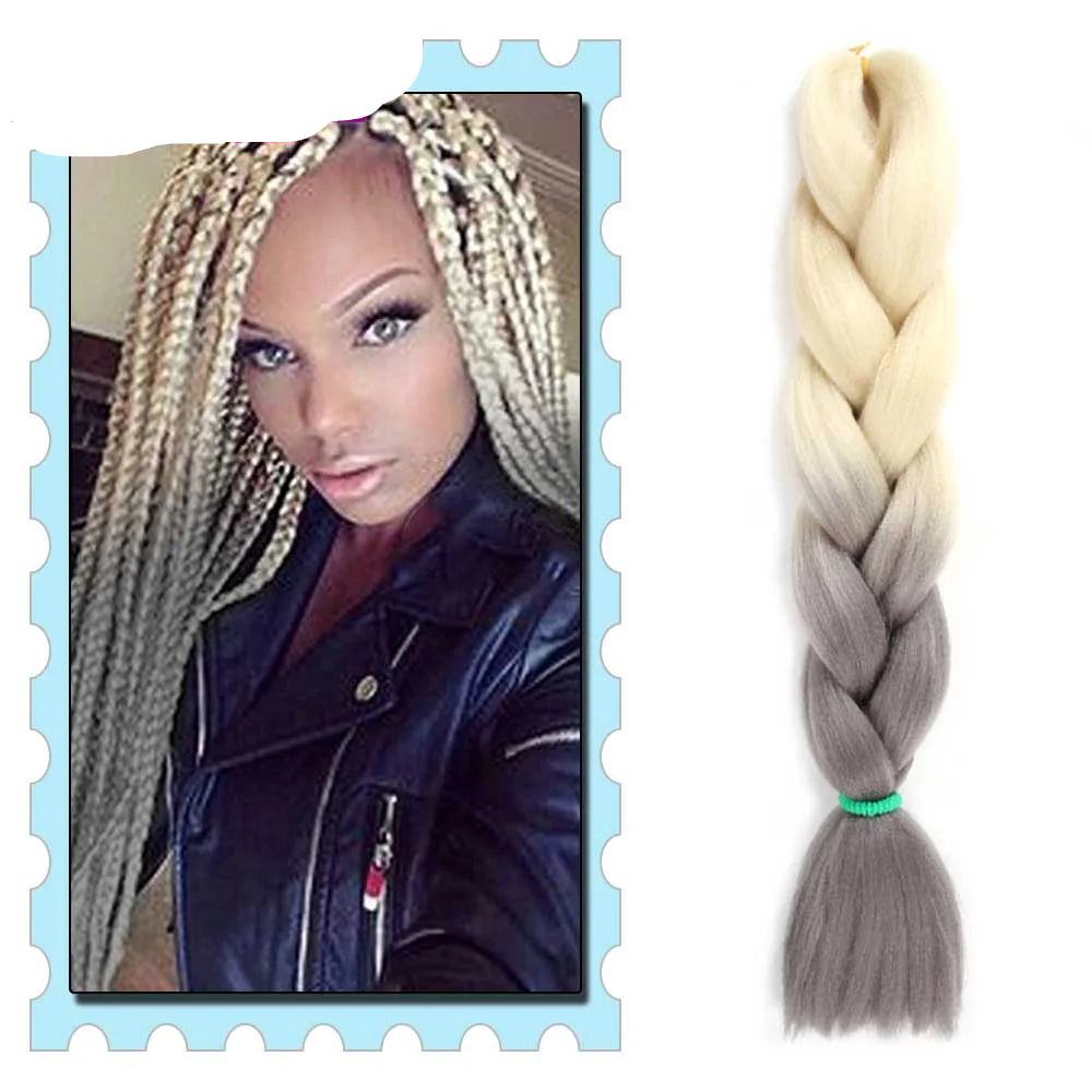 Synthetic Braiding Hair 24 Inch – Kanekalon Ombre Pre-Stretched Jumbo Braids