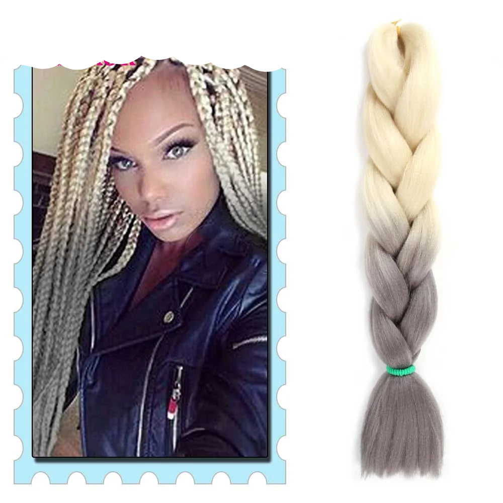 Braiding Hair Extensions for Women 4 Packs 24Inch High Temperature Ombre Jumbo Synthetic Braiding Hair for Twist Crochet Braids