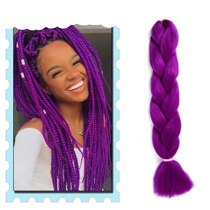 3/4/5/6 Packs Jumbo Braiding Hair 24 Inch Purple Jumbo Braids Hair Extensions for Women Synthetic Fiber Pink Blue Red Braid Hair
