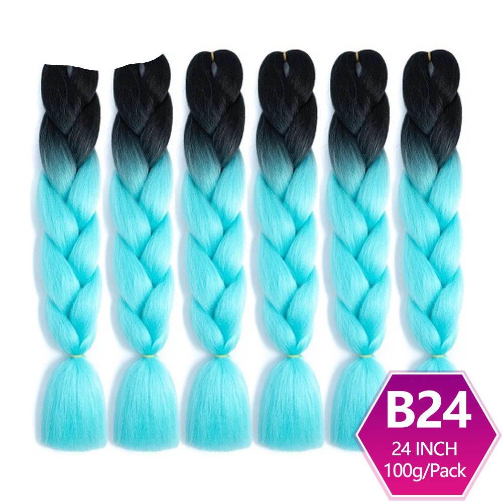 6 Packs 24 Inch Ombre Jumbo Braiding Hair – High-Temperature Synthetic Extensions for Twist & Crochet Braids