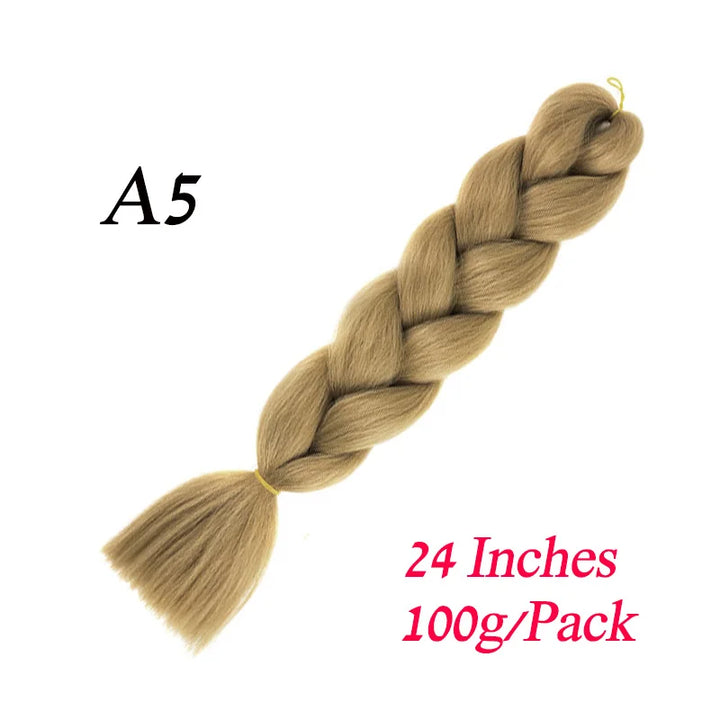 24 Inch Synthetic Ombre Jumbo Braiding Hair – DIY Braid Extensions for Women (Purple/Pink/Yellow/Red)