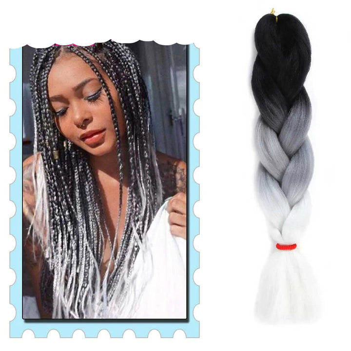 Braiding Hair Extensions for Women 4 Packs 24Inch High Temperature Ombre Jumbo Synthetic Braiding Hair for Twist Crochet Braids