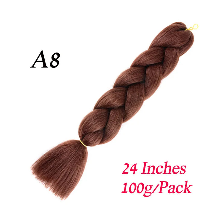 24 Inch Synthetic Jumbo Braiding Hair – Heat-Resistant Ombre Bulk Extensions for Braids