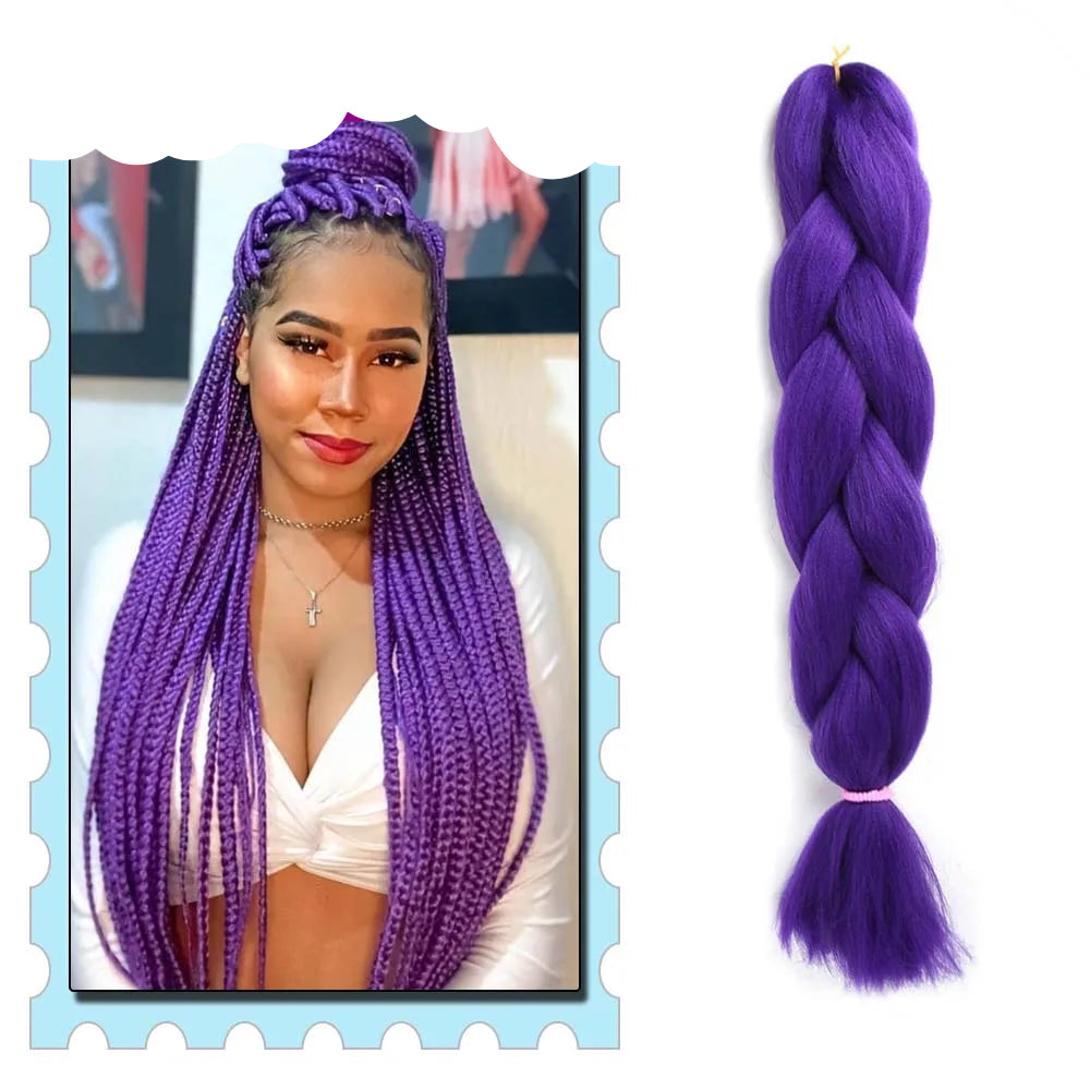 Braiding Hair Extensions for Women 4 Packs 24Inch High Temperature Ombre Jumbo Synthetic Braiding Hair for Twist Crochet Braids