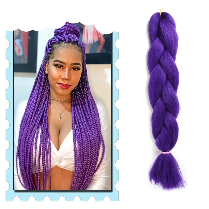 Braiding Hair Extensions for Women 4 Packs 24Inch High Temperature Ombre Jumbo Synthetic Braiding Hair for Twist Crochet Braids