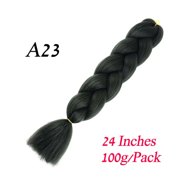 24 Inch Synthetic Jumbo Braiding Hair – Heat-Resistant Ombre Bulk Extensions for Braids