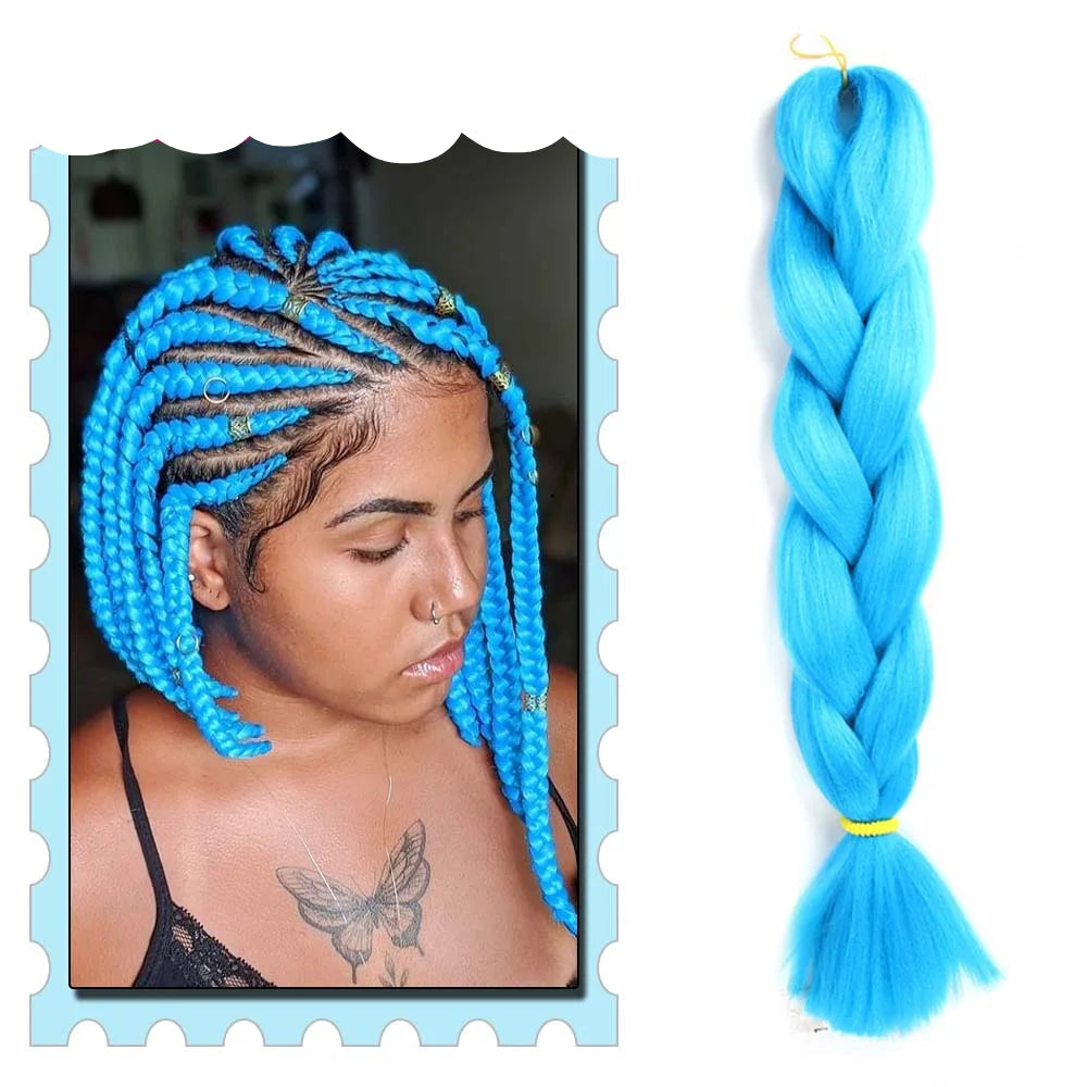 Braiding Hair Extensions for Women 4 Packs 24Inch High Temperature Ombre Jumbo Synthetic Braiding Hair for Twist Crochet Braids