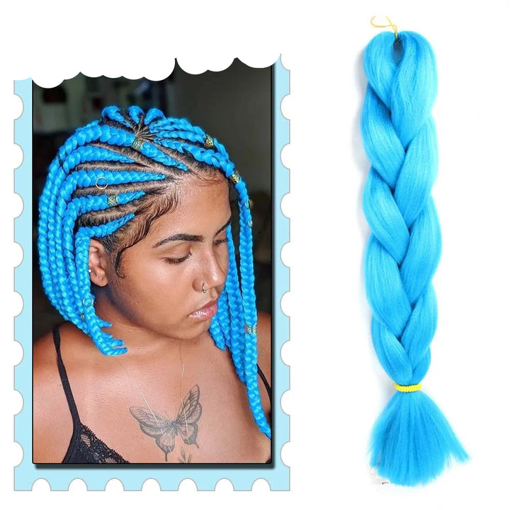 3/4/5/6 Packs Jumbo Braiding Hair 24 Inch Purple Jumbo Braids Hair Extensions for Women Synthetic Fiber Pink Blue Red Braid Hair