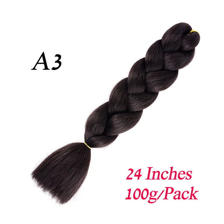 24 Inch Synthetic Jumbo Braiding Hair – Heat-Resistant Ombre Bulk Extensions for Braids