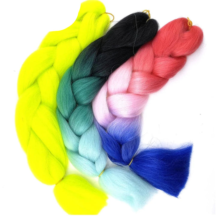 24 Inch Ombre Jumbo Braiding Hair – 5 Packs Yaki Texture Synthetic Extensions for Box Braids