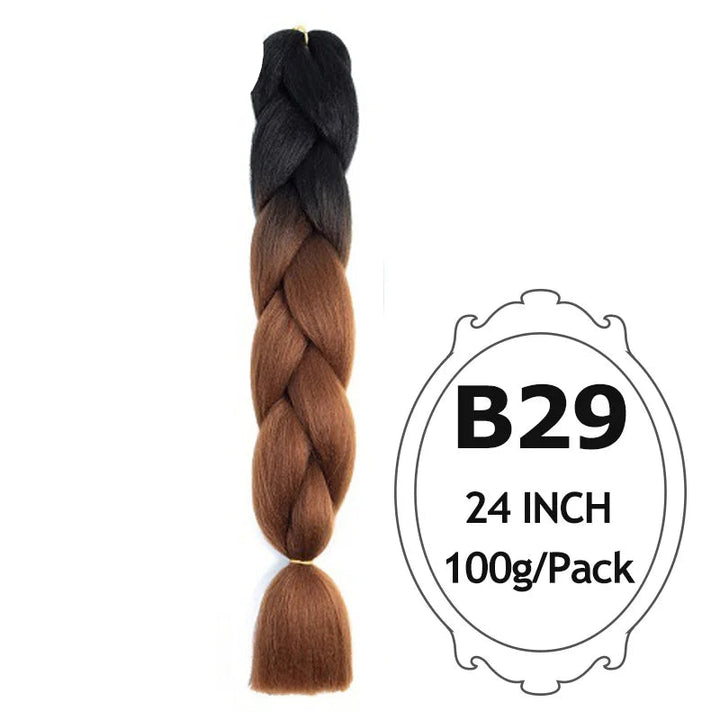 24 Inch Ombre Jumbo Braiding Hair – 5 Packs Yaki Texture Synthetic Extensions for Box Braids