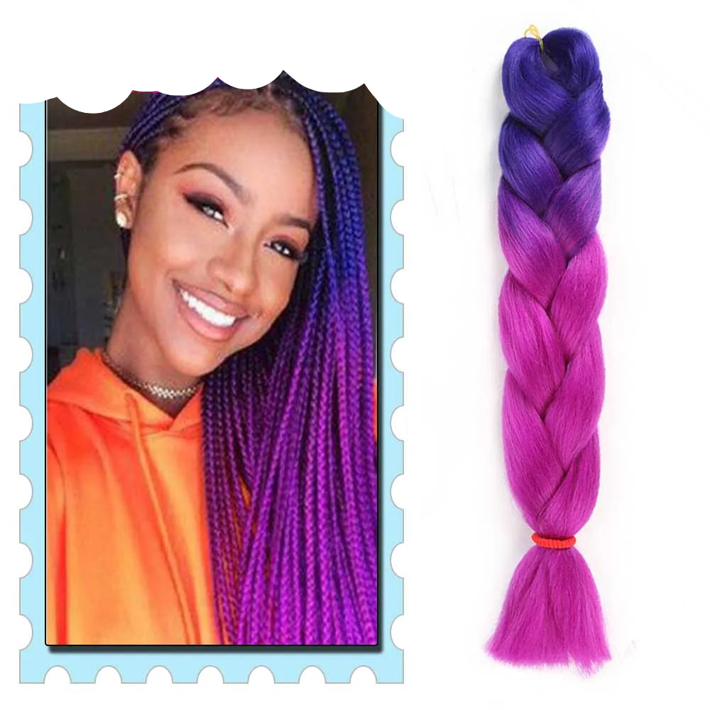 Braiding Hair Extensions for Women 4 Packs 24Inch High Temperature Ombre Jumbo Synthetic Braiding Hair for Twist Crochet Braids