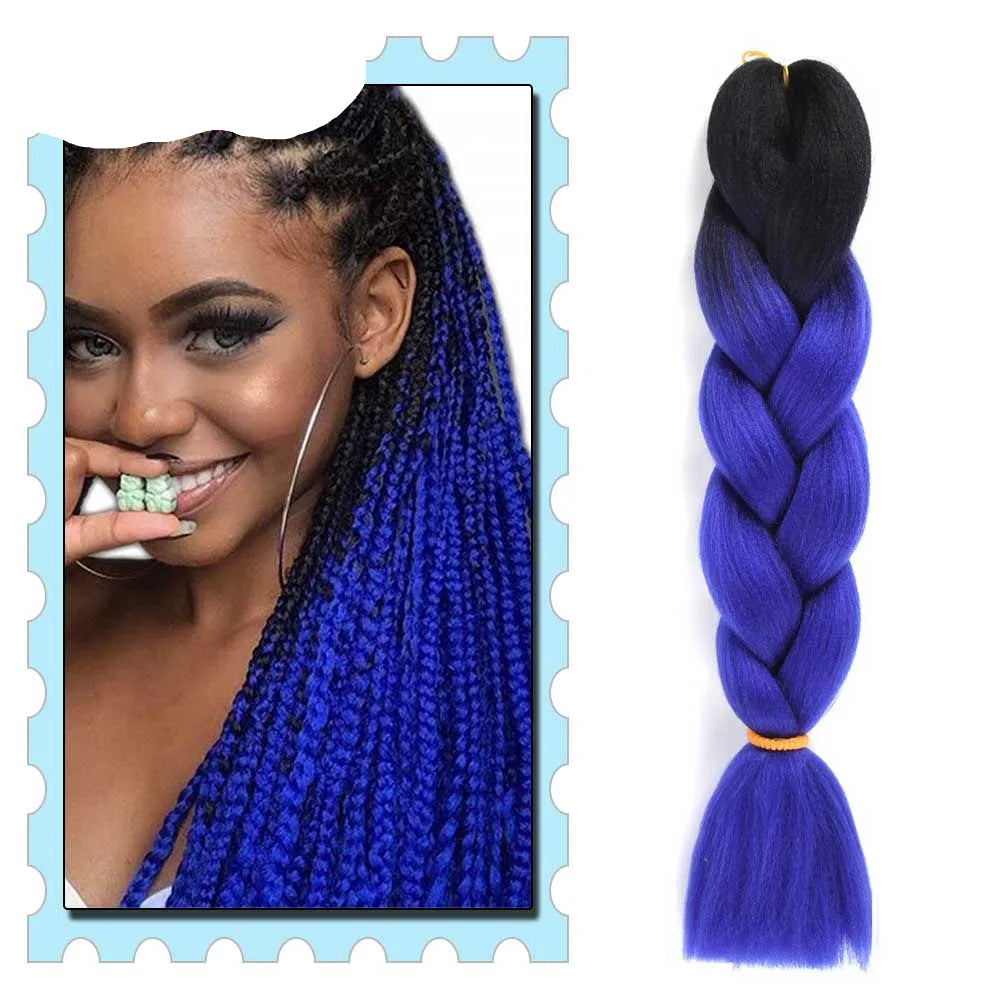 Blue braided hair extension with a woman wearing 