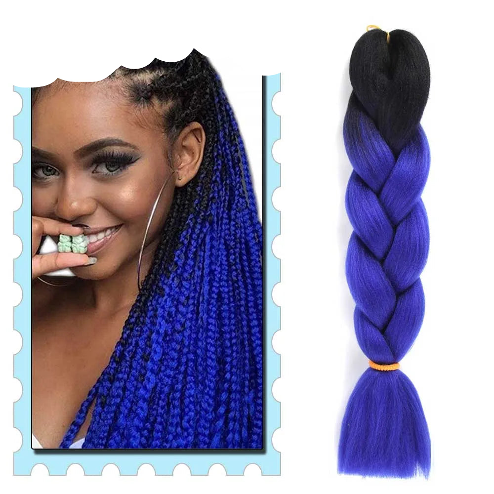Braiding Hair Extensions for Women 4 Packs 24Inch High Temperature Ombre Jumbo Synthetic Braiding Hair for Twist Crochet Braids