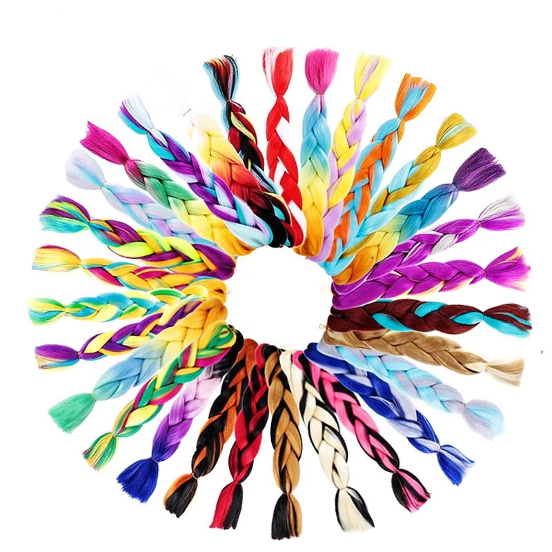 Mixed Color Jumbo Braiding Hair 24 Inch – Pre-Stretched Synthetic Extensions for Long Braids