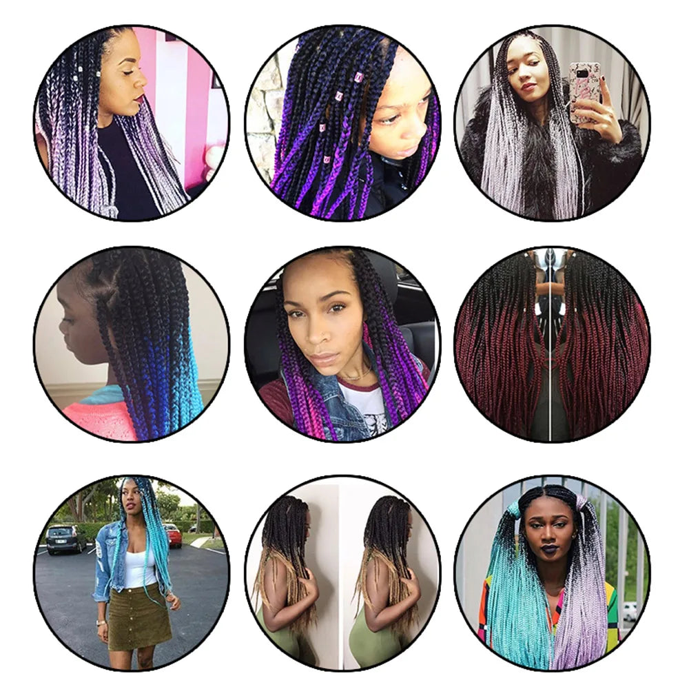 Collage of people with styled hair in various colors and lengths.