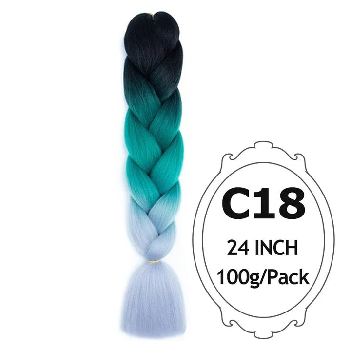 24 Inch Ombre Jumbo Braiding Hair – 5 Packs Yaki Texture Synthetic Extensions for Box Braids