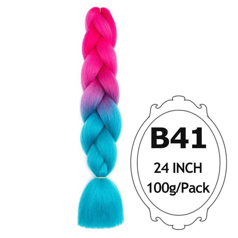 Synthetic Braiding Hair Extensions – Ombre Jumbo Braid Hair for Women, Wholesale DIY Hairstyle (Pink, Purple, Yellow)