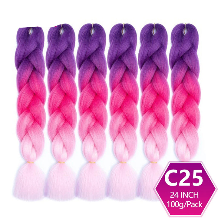 6 Packs 24 Inch Ombre Jumbo Braiding Hair – High-Temperature Synthetic Extensions for Twist & Crochet Braids