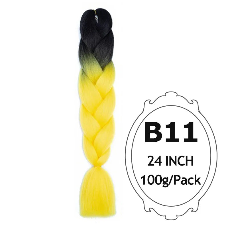 Synthetic Braiding Hair Extensions – Ombre Jumbo Braid Hair for Women, Wholesale DIY Hairstyle (Pink, Purple, Yellow)