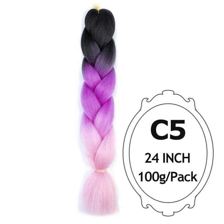 24 Inch Ombre Jumbo Braiding Hair – 5 Packs Yaki Texture Synthetic Extensions for Box Braids