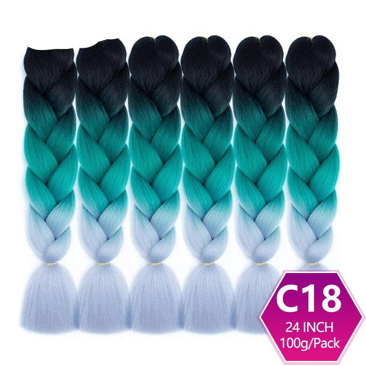 6 Packs 24 Inch Ombre Jumbo Braiding Hair – High-Temperature Synthetic Extensions for Twist & Crochet Braids