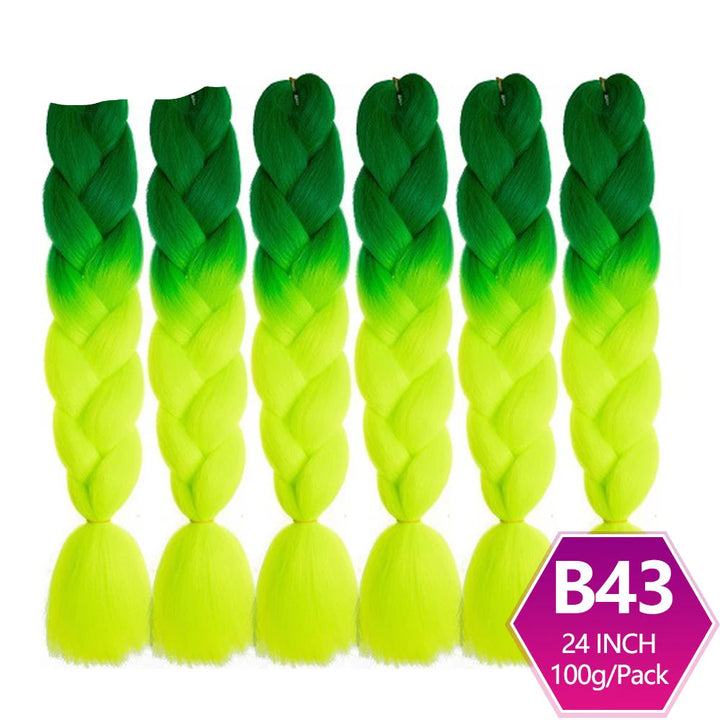 6 Packs 24 Inch Ombre Jumbo Braiding Hair – High-Temperature Synthetic Extensions for Twist & Crochet Braids