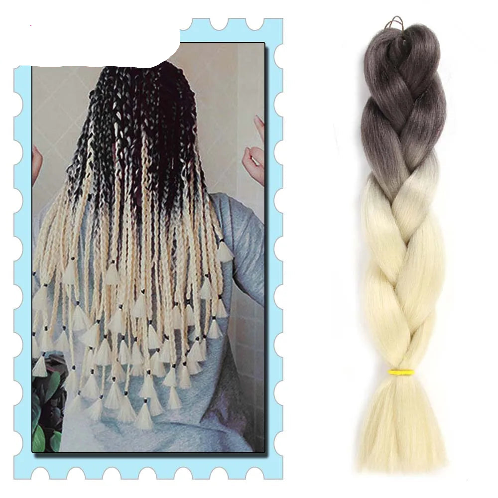Synthetic Braiding Hair 24 Inch – Kanekalon Ombre Pre-Stretched Jumbo Braids
