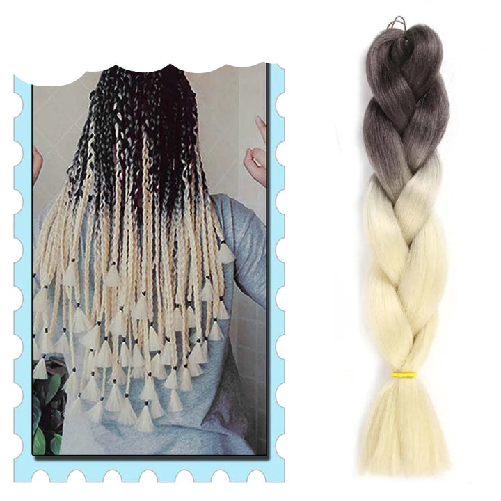 Braiding Hair Extensions for Women 4 Packs 24Inch High Temperature Ombre Jumbo Synthetic Braiding Hair for Twist Crochet Braids