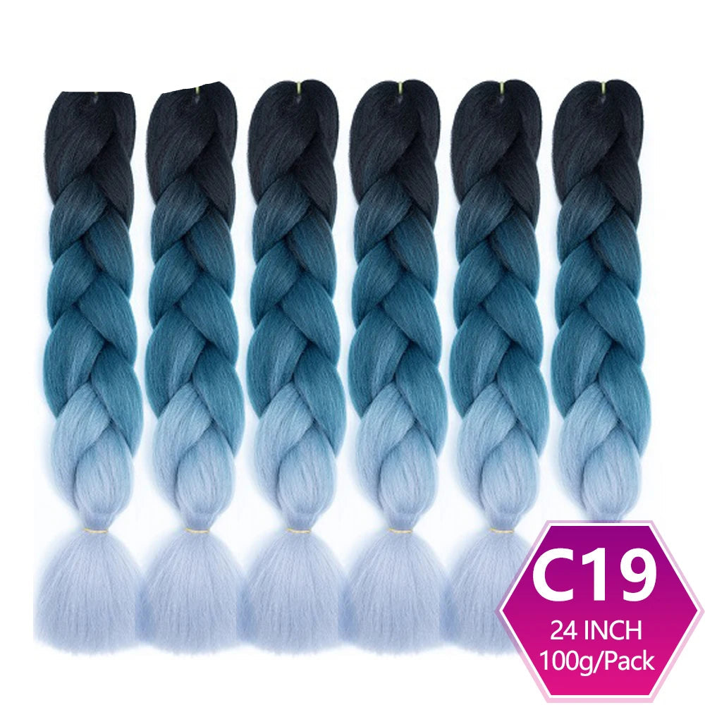6 Packs 24 Inch Ombre Jumbo Braiding Hair – High-Temperature Synthetic Extensions for Twist & Crochet Braids