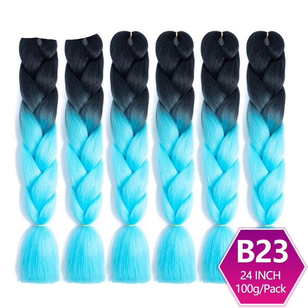 6 Packs 24 Inch Ombre Jumbo Braiding Hair – High-Temperature Synthetic Extensions for Twist & Crochet Braids