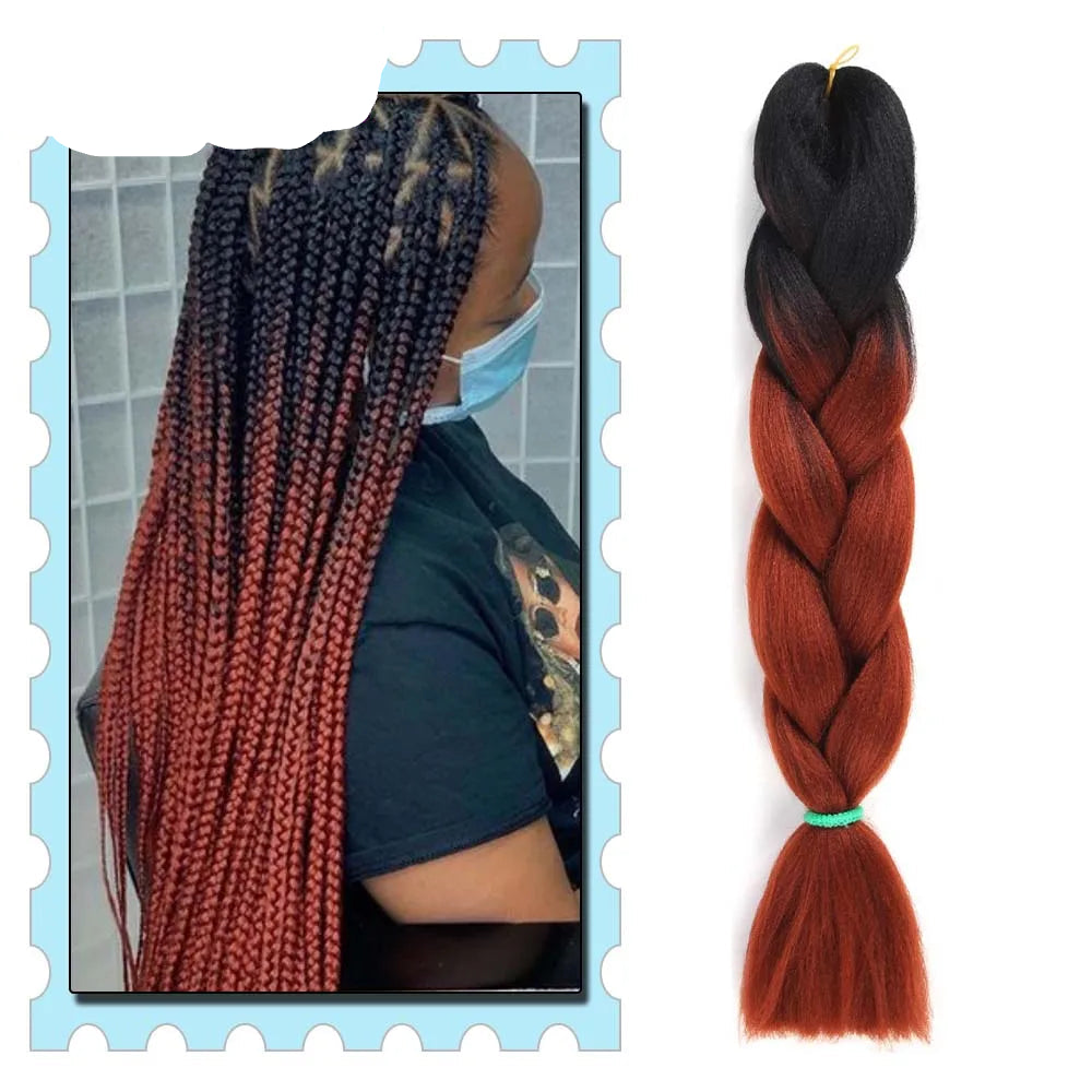 Synthetic Braiding Hair 24 Inch – Kanekalon Ombre Pre-Stretched Jumbo Braids