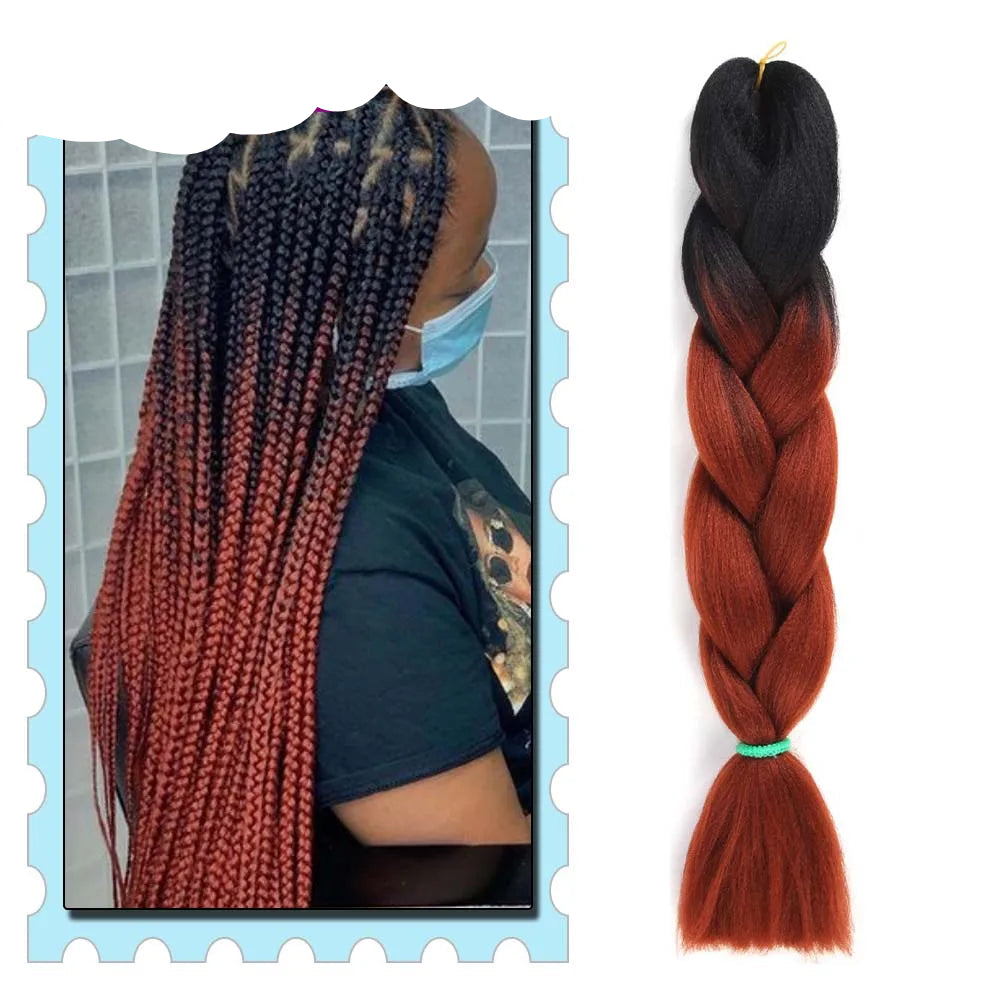 Braiding Hair Extensions for Women 4 Packs 24Inch High Temperature Ombre Jumbo Synthetic Braiding Hair for Twist Crochet Braids