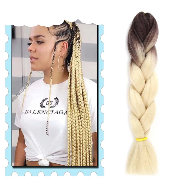 Braiding Hair Extensions for Women 4 Packs 24Inch High Temperature Ombre Jumbo Synthetic Braiding Hair for Twist Crochet Braids