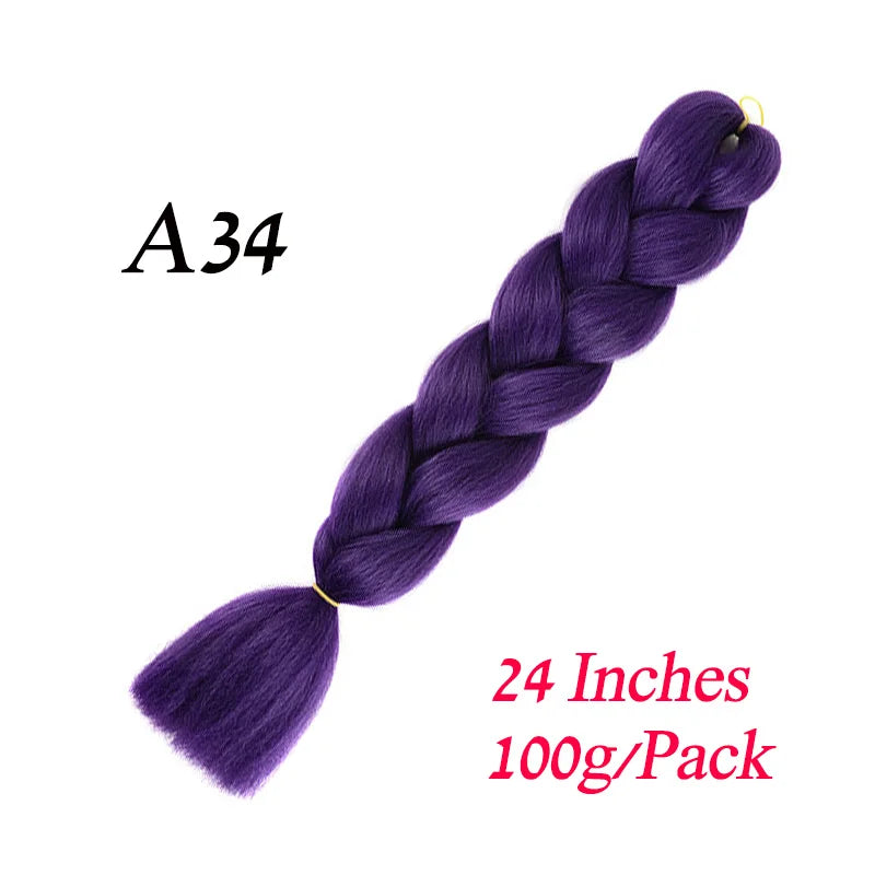 24 Inch Pre-Stretched Jumbo Braiding Hair – Synthetic Kanekalon Extensions for African Braids (100g) 444