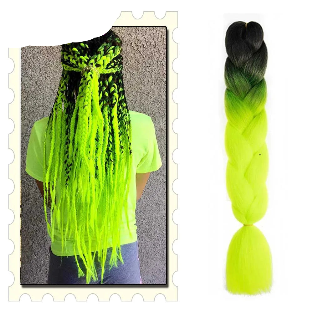 24" Pink Jumbo Braiding Hair – Yaki Texture Synthetic Bulk Extensions (Purple/Red/Green Options)