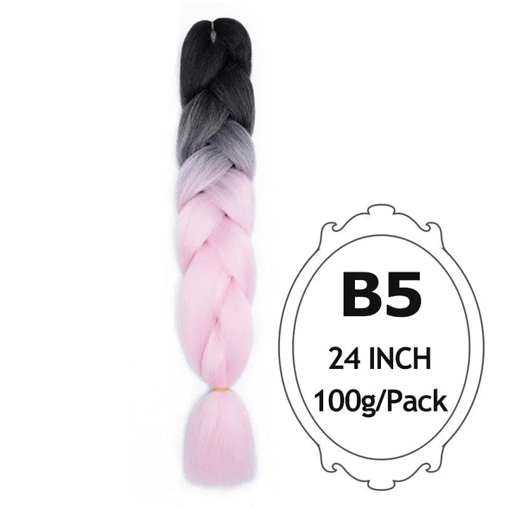 Synthetic Braiding Hair Extensions – Ombre Jumbo Braid Hair for Women, Wholesale DIY Hairstyle (Pink, Purple, Yellow)