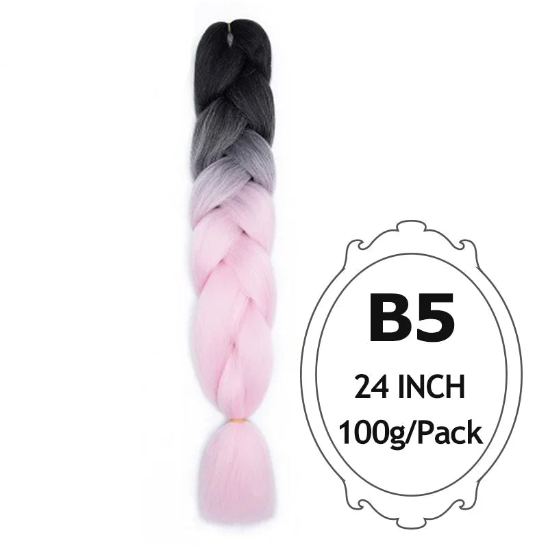 24 Inch Ombre Jumbo Braiding Hair – 5 Packs Yaki Texture Synthetic Extensions for Box Braids