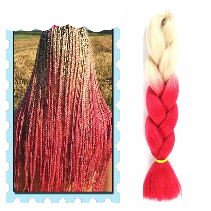 Braiding Hair Extensions for Women 4 Packs 24Inch High Temperature Ombre Jumbo Synthetic Braiding Hair for Twist Crochet Braids