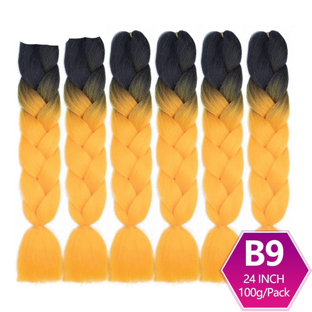 6 Packs 24 Inch Ombre Jumbo Braiding Hair – High-Temperature Synthetic Extensions for Twist & Crochet Braids