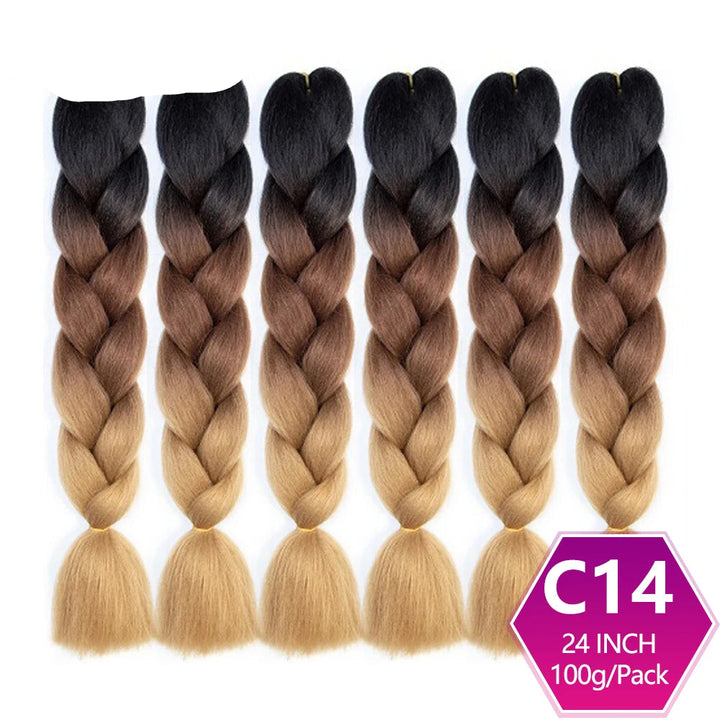 6 Packs 24 Inch Ombre Jumbo Braiding Hair – High-Temperature Synthetic Extensions for Twist & Crochet Braids