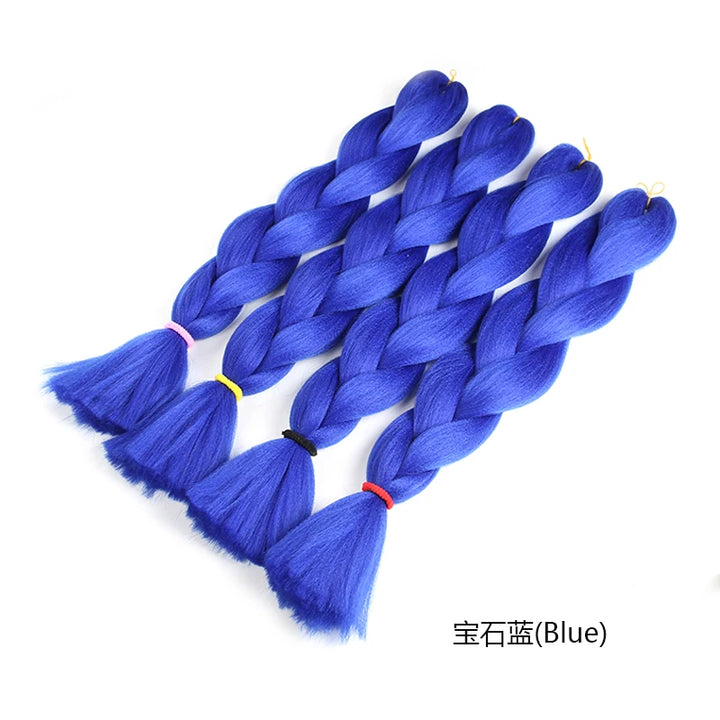 Blue braided hair extensions on a white background