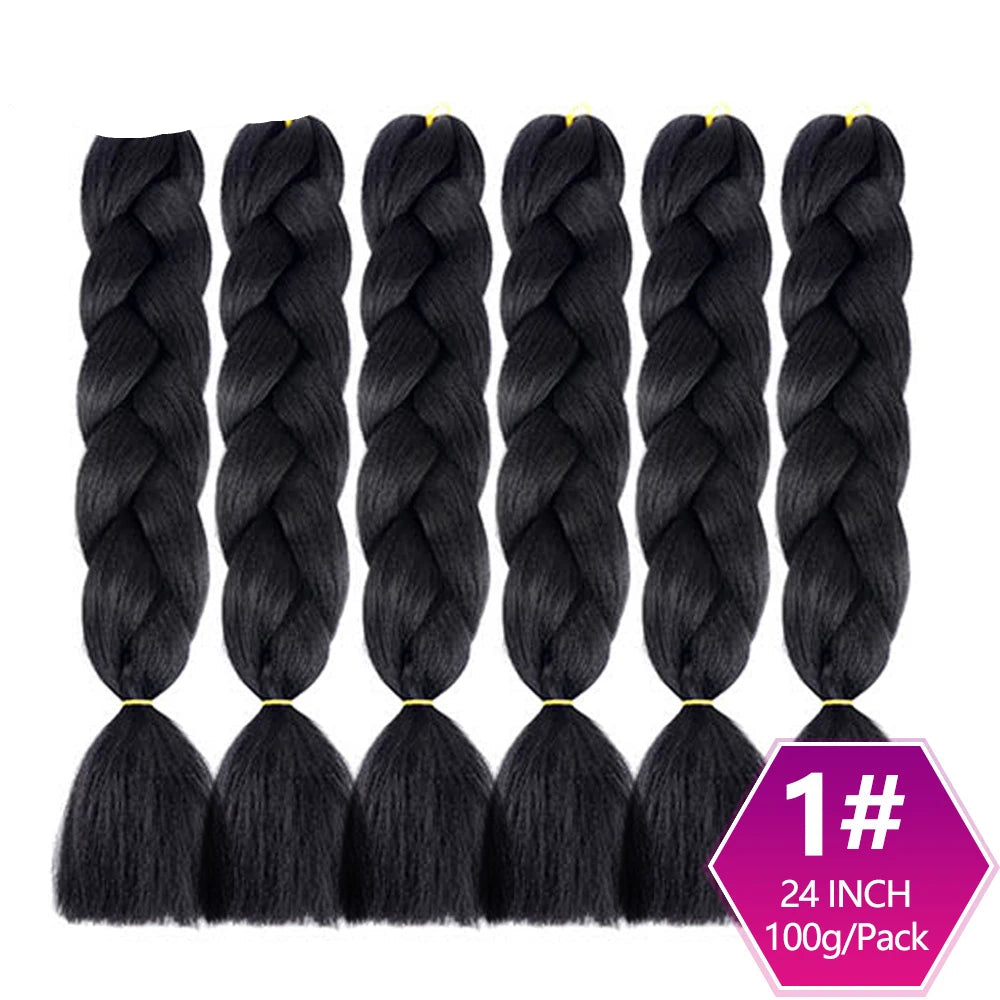 6 Packs 24 Inch Ombre Jumbo Braiding Hair – High-Temperature Synthetic Extensions for Twist & Crochet Braids