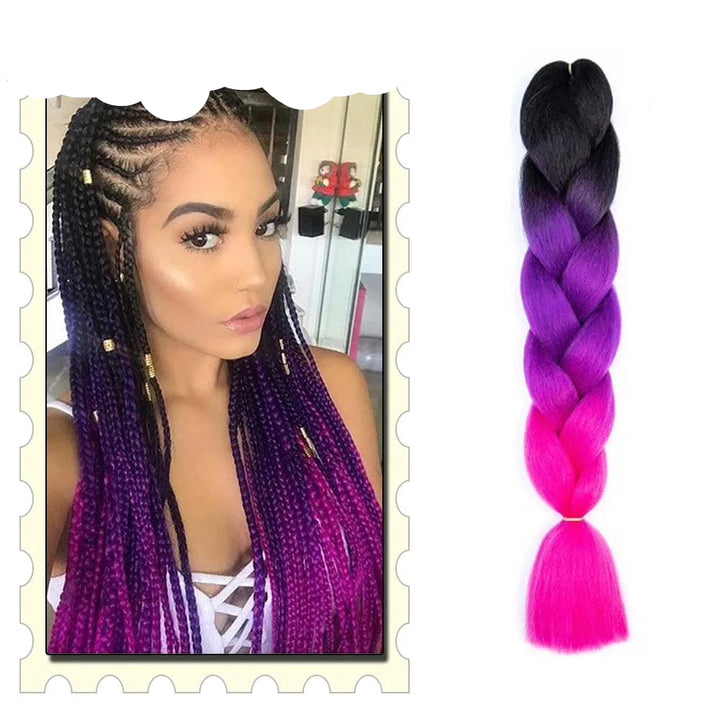 Synthetic Braiding Hair Extensions – Ombre Jumbo Braid Hair for Women, Wholesale DIY Hairstyle (Pink, Purple, Yellow)