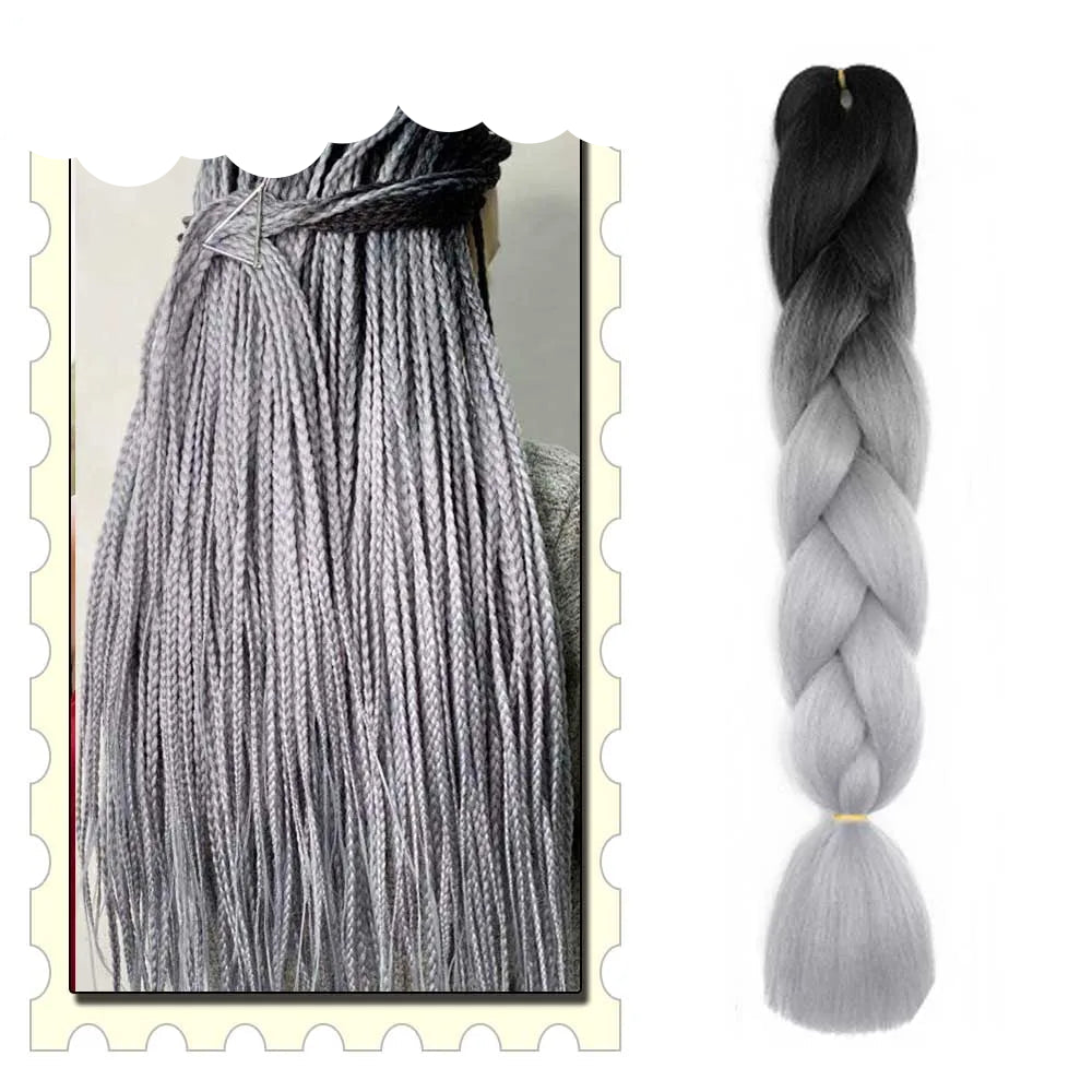 Synthetic Braiding Hair Extensions – Ombre Jumbo Braid Hair for Women, Wholesale DIY Hairstyle (Pink, Purple, Yellow)