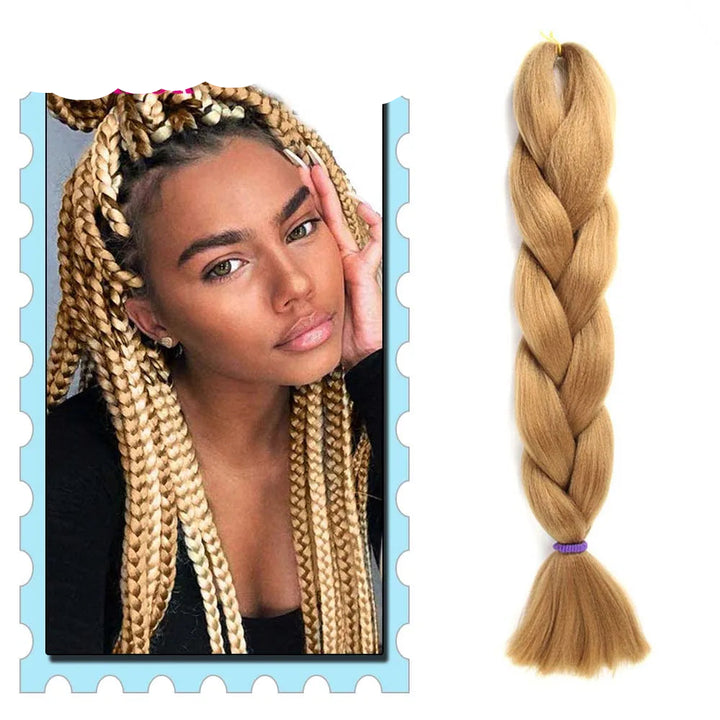 Braiding Hair Extensions for Women 4 Packs 24Inch High Temperature Ombre Jumbo Synthetic Braiding Hair for Twist Crochet Braids